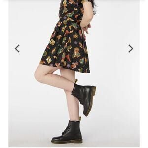 Dangerfield Prehistoric Tattoo Skirt US Small Dinosaur Print Gothic Pleated Mini